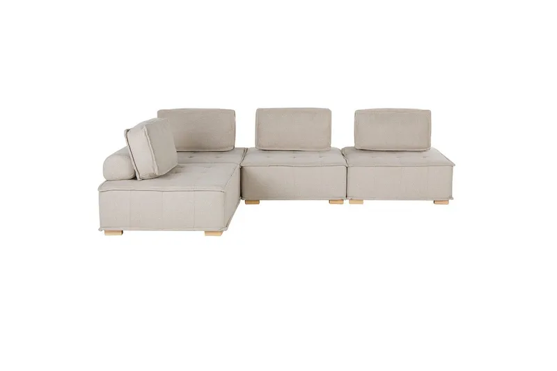 Hörnsoffa Beliani Tibro Beige/ljust trä Beige||Light colored wood