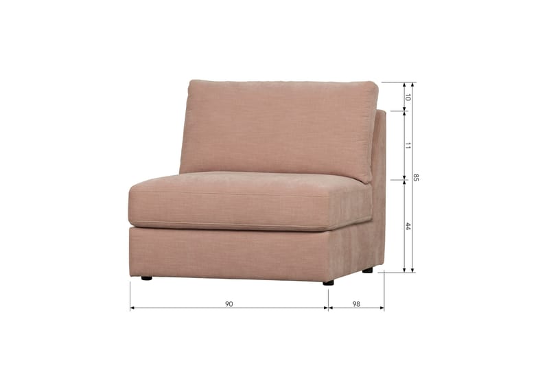 Kielstra Midtmodul - Rosa - Møbler - Sofaer - Modulsofaer - Midtmodul