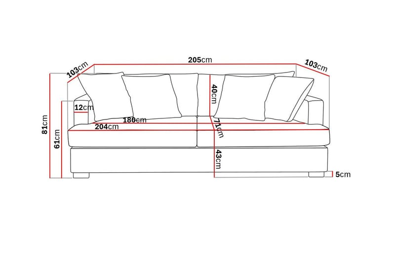Rossita 3-seters Dyp Stoffsofa - Beige - Møbler - Sofaer - Sofa 3 seter