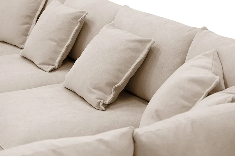 Rossita Lyx 5-seters høyrevendt U-formet ekstra dyp sofa med divan og sjeselong i stoff - Lysebrun - Møbler - Sofaer - U-sofa