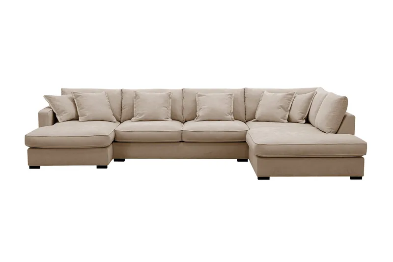 Rossita Lyx 5-seters høyrevendt U-formet ekstra dyp sofa med divan og sjeselong i stoff - Lysebrun - Møbler - Sofaer - U-sofa