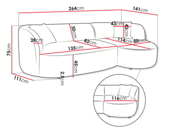 Rylian 3-seters sofa med divan - kremhvit - Møbler - Sofaer - Sofa med sjeselong