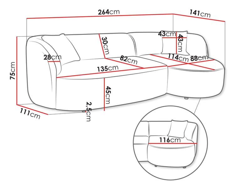 Rylian 3-seters sofa med divan - sennepsgul - Møbler - Sofaer - Sofa med sjeselong