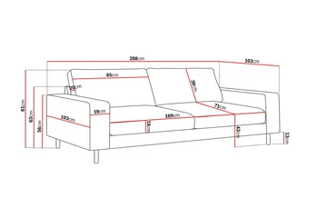 Scandi dyp 3-seters sofa i stoff - Beige - Møbler - Sofaer - Sofa 3 seter