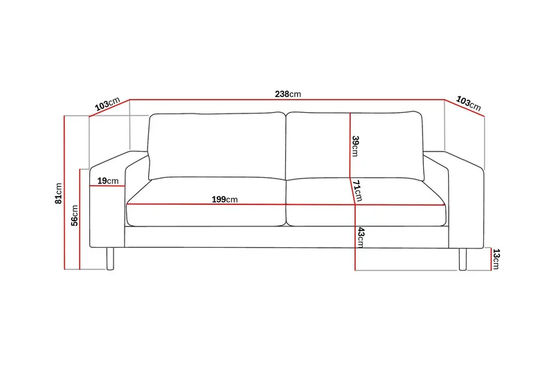 Scandi Dyp 4-seters sofa i chenille - Grå - Møbler - Sofaer - Fløyel sofaer