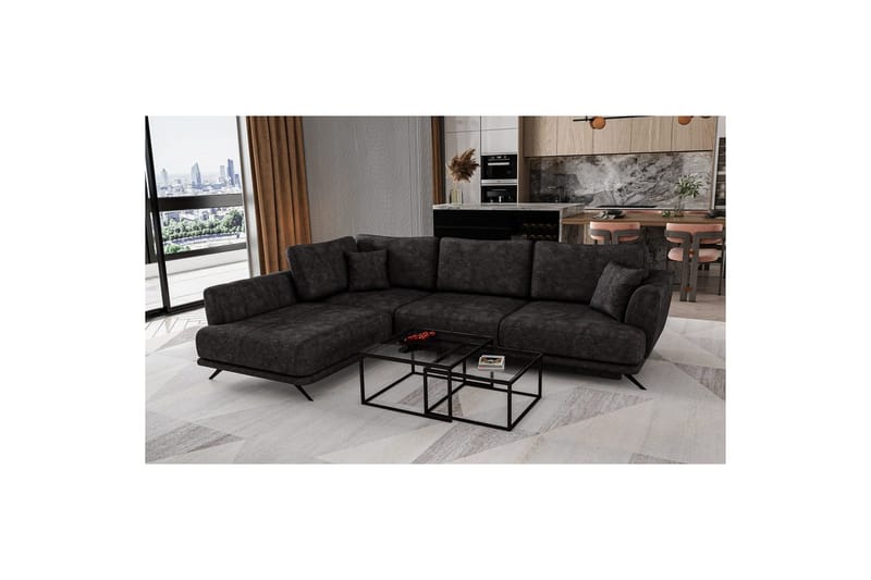 Seksjon Eltap Larde 286x191x90 cm - Leve 6, Mørk grå, Venstre - Møbler - Sofaer - Sovesofaer