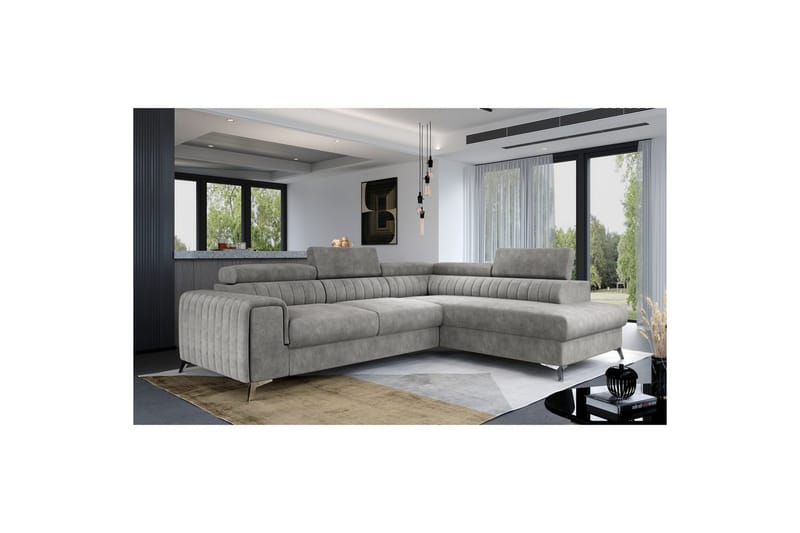 Seksjon Eltap Laurence 278x205x92 cm - Dora 90, Grå, Høyre - Møbler - Sofaer - Sovesofaer