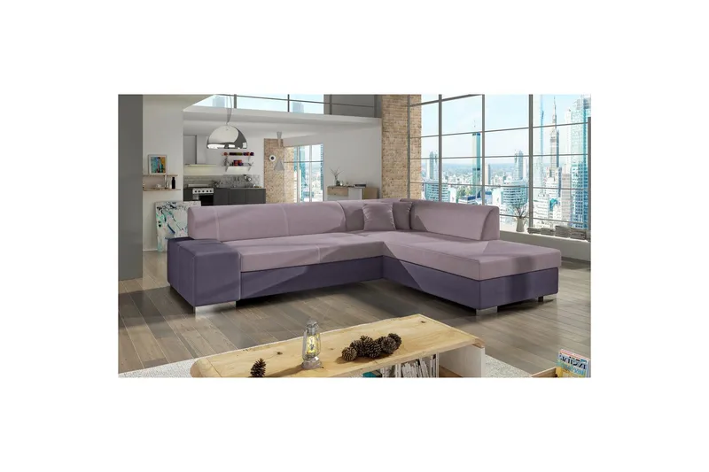 Seksjonssofa Eltap Porto 278x217x74 cm, Soro 61, Soro 65, Rosa, Lilla, Høyre