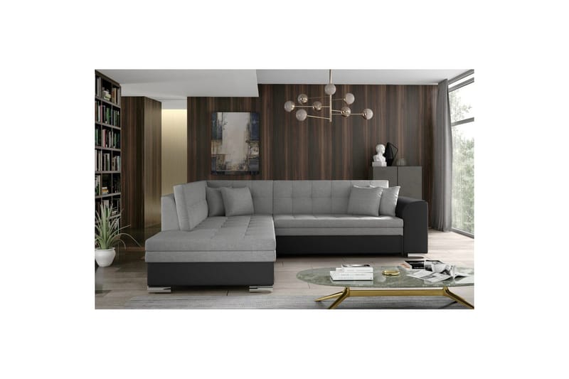 Seksjonssofa Eltap Pieretta 260x207x78 cm - Sawana 21, Soft 11, Grå, Svart, Venstre - Møbler - Sofaer - Sovesofaer