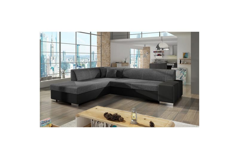 Seksjonssofa Eltap Porto 278x217x74 cm, Sawana 05, Soft 11, Grå, Svart, Venstre