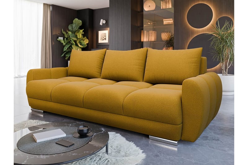 Simerly Sofa 3-seter i Plysj - Gul - Møbler - Sofaer - Sofa 3 seter
