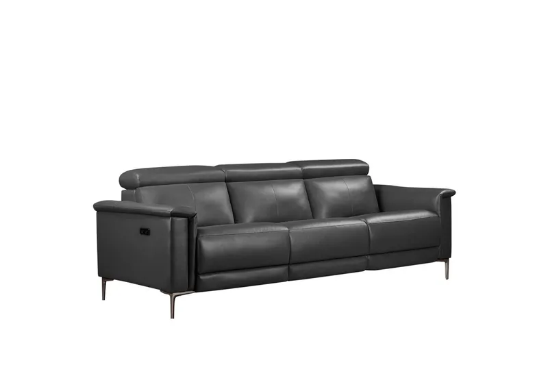 Sofa 3-seter Lund Grå, PU, Elektrisk recliner - Grå, PU, Elektrisk recliner - Møbler - Sofaer - Sofa 3 seter