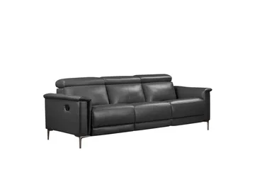 Sofa 3-seter Lund Grå, PU, Manuell hvilestol - Grå, PU, Manuell hvilestol - Møbler - Sofaer - Sofa 3 seter