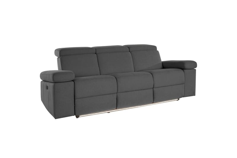 Sofa 3-seter Rayland Grå, Sunday Stoff, Manuell hvilestol - Grå, Sunday Stoff, Manuell hvilestol - Møbler - Sofaer - Sofa 3 seter