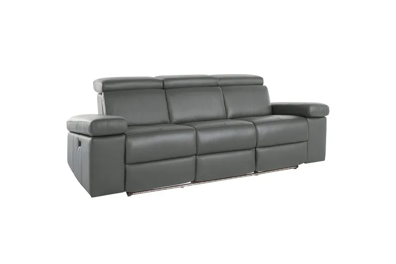 Sofa 3-seter Rayland Grå, PU, Manuell hvilestol - Grå, PU, Manuell hvilestol - Møbler - Sofaer - Sofa 3 seter