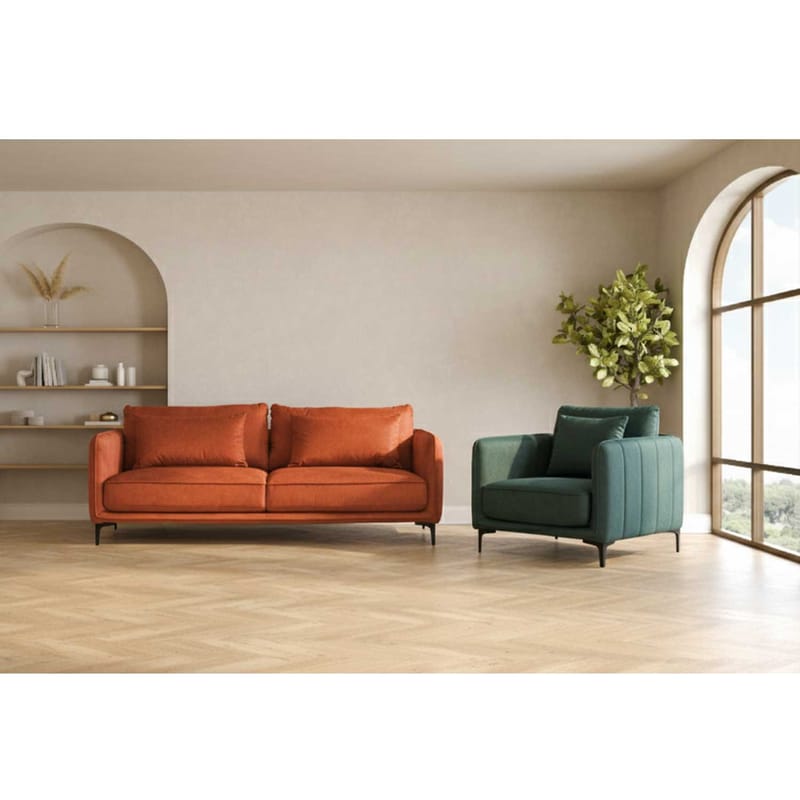 Sofa HOME4YOU Bianka 2-seter Oransje - oransje - Møbler - Sofaer - Fløyel sofaer