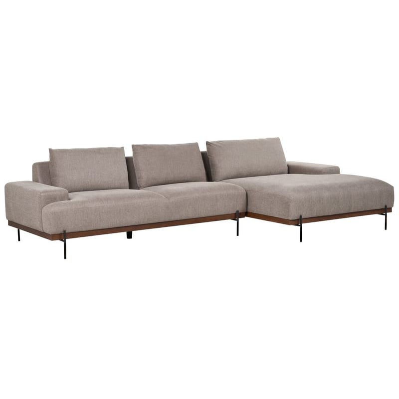 Hjørnesofa Mariferd - Lys brun, svart, mørkt tre/Venstrevendt - Møbler - Sofaer - Sofa med sjeselong