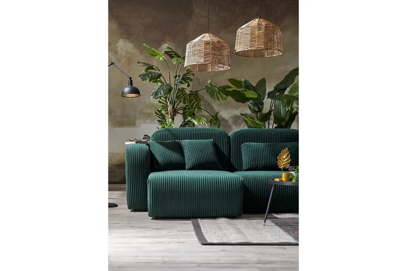 Kyrel Sofa med Divan 4-sits - Grønn - Møbler - Sofaer - Sofa med sjeselong