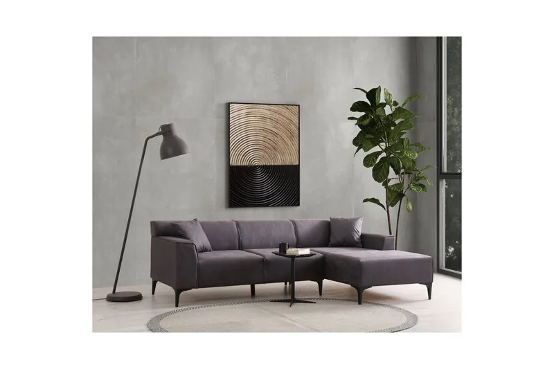 Malpani Sofa med Divan 3-sits - Antrasitt - Møbler - Sofaer - Sofa med sjeselong
