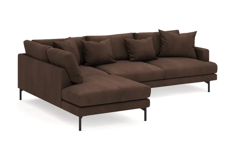 Menard 4-seters Venstrevendt Dyp L-formet Sjeselongsofa i Manchester - Brun - Møbler - Sofaer - Sofa med sjeselong
