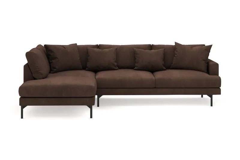 Menard 4-seters Venstrevendt Dyp L-formet Sjeselongsofa i Manchester - Brun - Møbler - Sofaer - Sofa med sjeselong