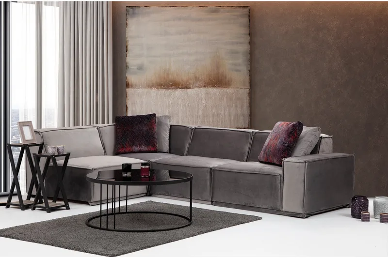 Nightcap Sofa m. Divan 4-seters - Grå - Møbler - Sofaer - Modulsofaer - Komplett modulsofa