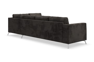 Ocean Lyx 5-seters Høyrevendt L-formet Sjeselongsofa i Fløyel - Mørk grå - Møbler - Sofaer - Sofa med sjeselong
