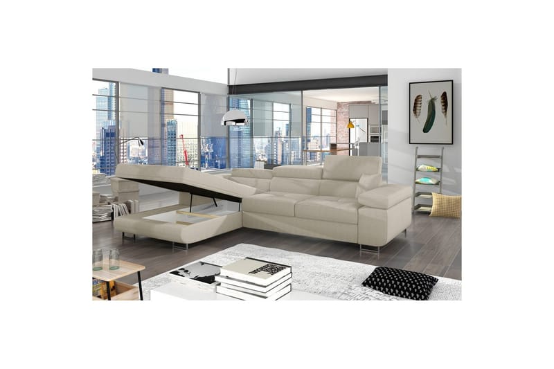 Seksjon Eltap Armando 289x85x203 cm - Jarell 18, Lys Beige, Venstre - Møbler - Sofaer - Sovesofaer - Sovesofa divan