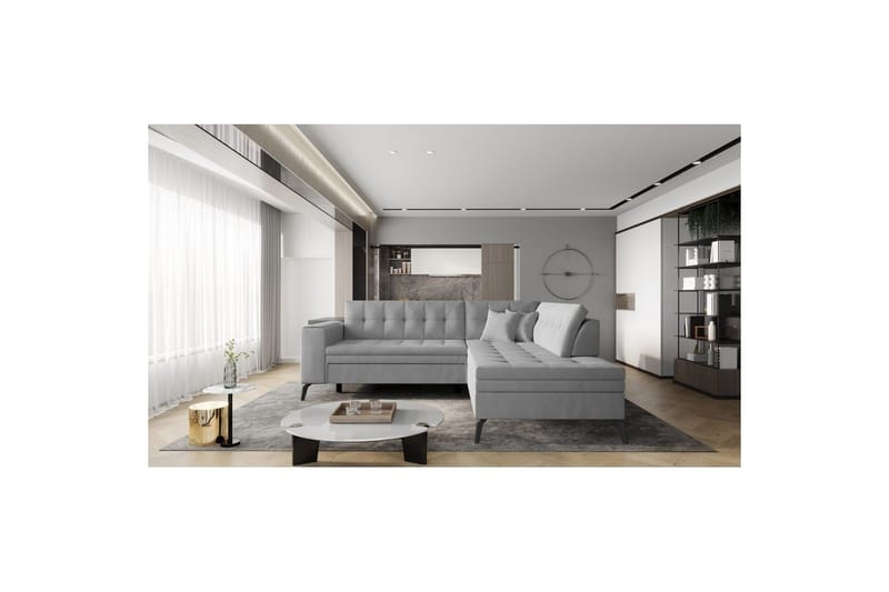 Seksjon Eltap Lanvin 260x210x93 cm - Nube 3, Lys Grå, Høyre - Møbler - Sofaer - Sovesofaer