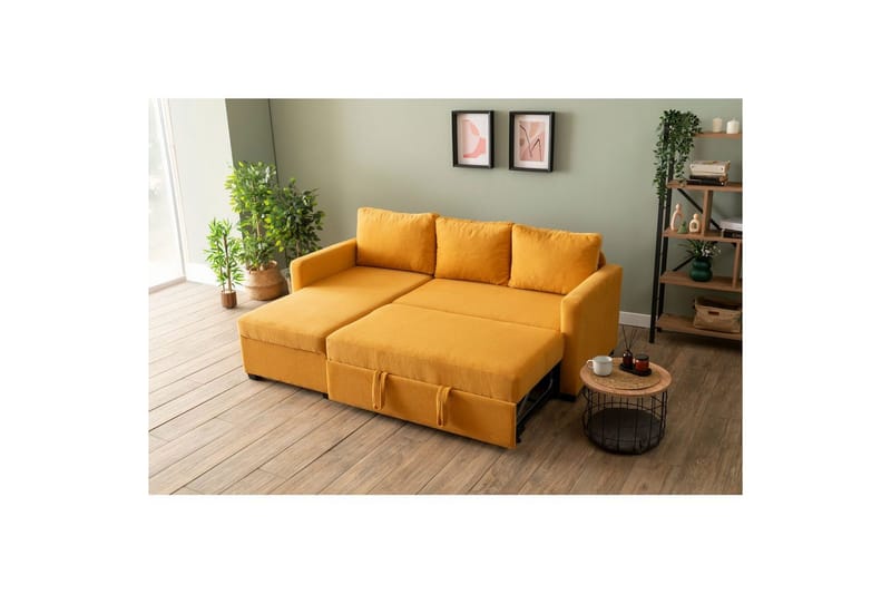 Tareen Sofa med Divan 3-seter - Sennepsgul - Møbler - Sofaer - Sovesofaer - Sovesofa divan