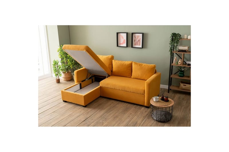 Tareen Sofa med Divan 3-seter - Sennepsgul - Møbler - Sofaer - Sovesofaer - Sovesofa divan