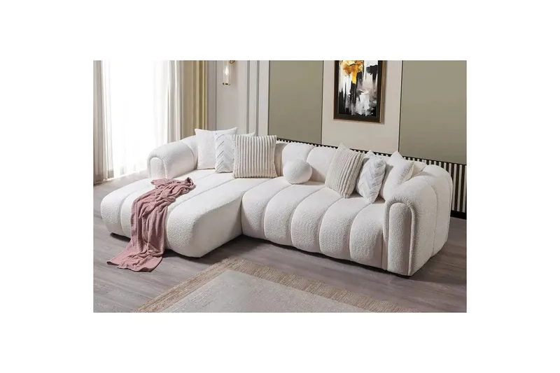 Varrel Sofa med divan 3-seter - Hvit - Møbler - Sofaer - Sofa med sjeselong
