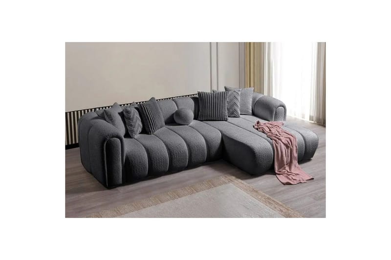 Varrel Sofa med divan 3-seter - Mørkgrå - Møbler - Sofaer - Sofa med sjeselong