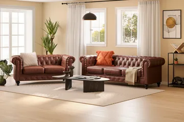 Chesterfield Lyx Sofagruppe 3-seter + 2-seter - Brun - Møbler - Sofaer - Sofagrupper - Chesterfield sofagruppe