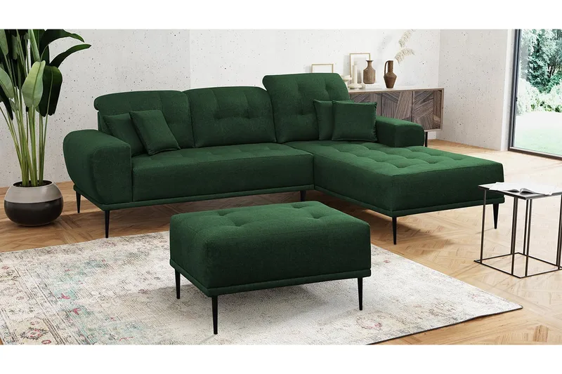 Rapale Sofagruppe Høyre med Fotskammel - Grønn - Møbler - Sofaer - Sofa med sjeselong