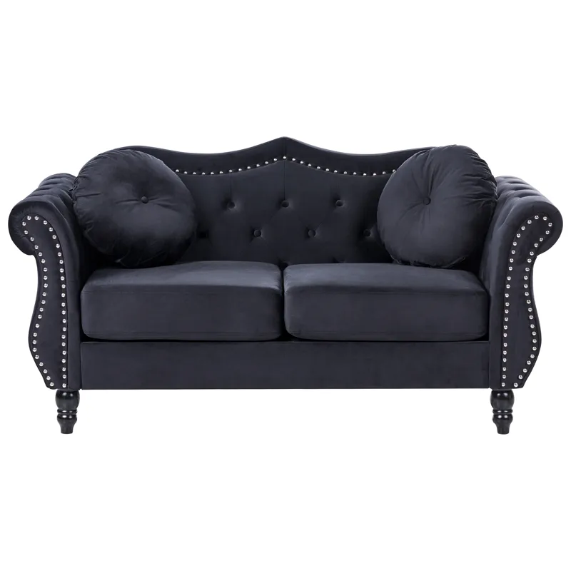 Sofagruppe Skien - Svart - Møbler - Sofaer - Sofagrupper - Chesterfield sofagruppe