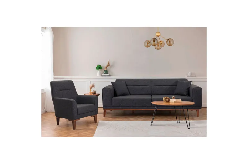 Wyong Sofagruppe 3-seters Sofa + Lenestol, Antrasitt