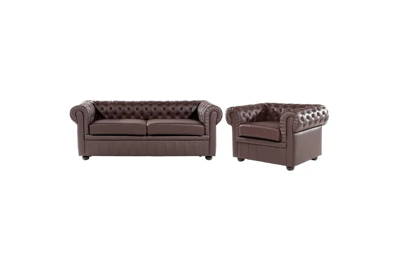 Soffgrupp Brun - Møbler - Sofaer - Sofagrupper - Chesterfield sofagruppe