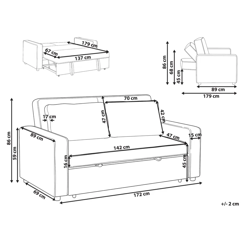 2-seters sofa Uttela - Grå - Møbler - Sofaer - Sovesofaer