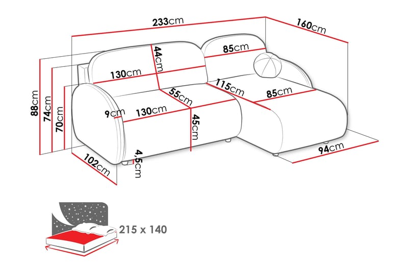 Carve Sovesofa Med 2-Seters Divan - Gul - Møbler - Sofaer - Sovesofaer
