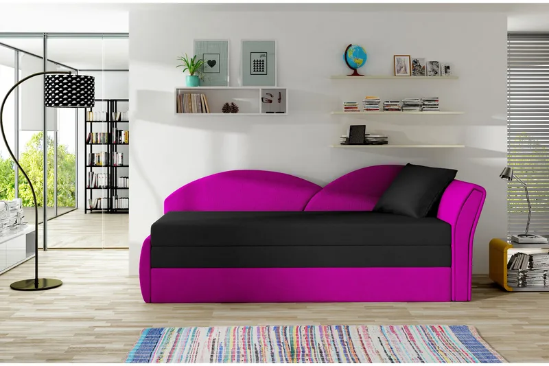 Chasidi 2-seter Sovesofa Høyre, Svart/Rosa