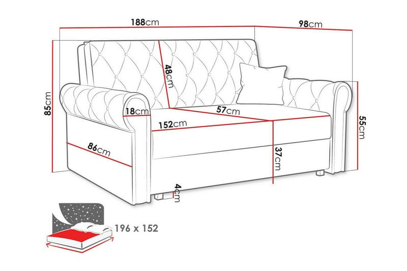 Denegal 2-seters Sovesofa - Møbler - Sofaer - Sovesofaer