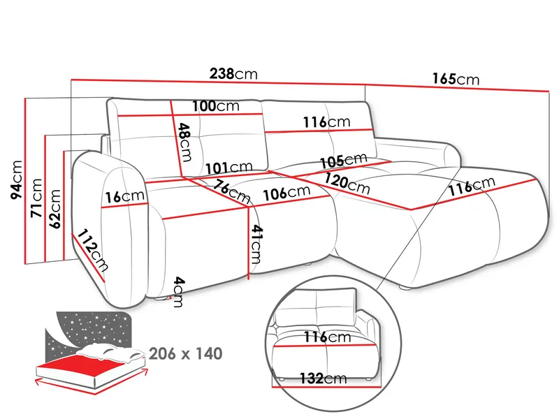 Durven Sovesofa 3-seter - Beige - Møbler - Sofaer - Sovesofaer