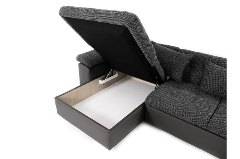 Dynir Hjørnesovesofa Divan med Oppbevaring Høyre - Hvit/Lysegrå - Møbler - Sofaer - Sovesofaer