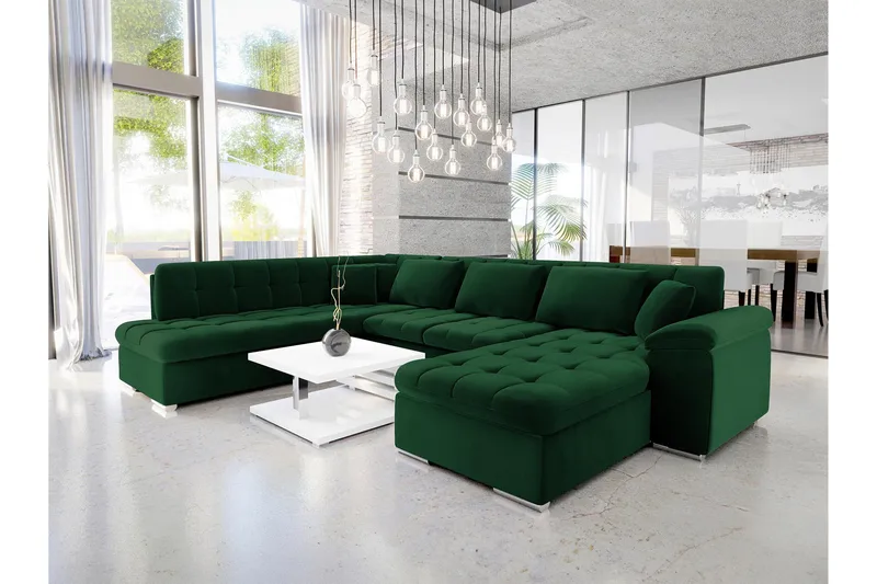 Dynir Sovesofa Med Divan Og Sjeselong 5-Seter - Grønn - Møbler - Sofaer - Sovesofaer