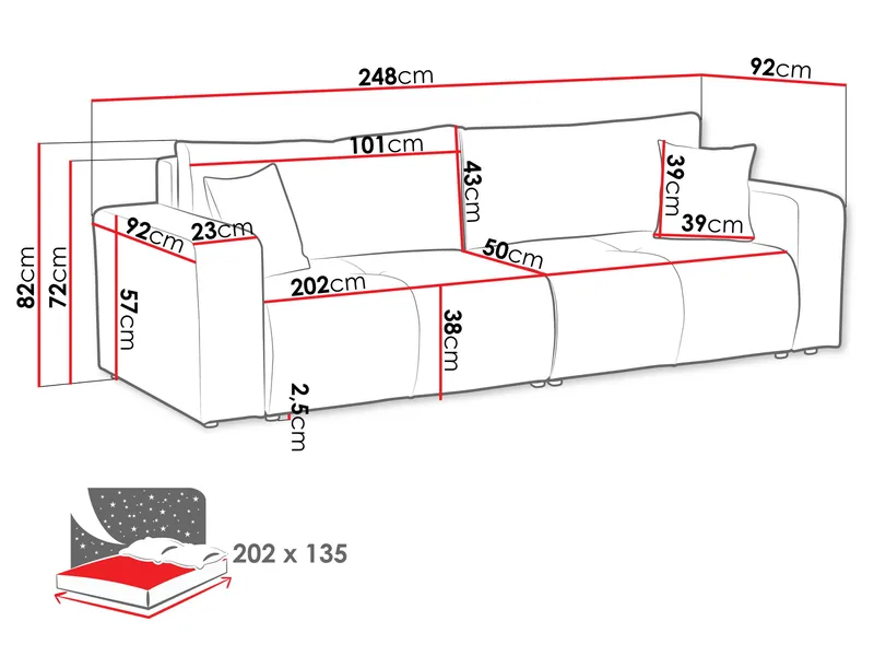 Flo Sovesofa 3-seter - Beige - Møbler - Sofaer - Sovesofaer
