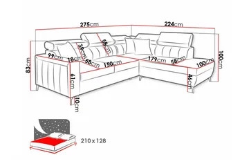 Galbally 3-seters hjørnesovesofa - Møbler - Sofaer - Sovesofaer
