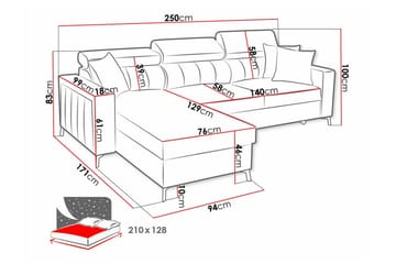 Galbally 3-seters hjørnesovesofa - Møbler - Sofaer - Sovesofaer