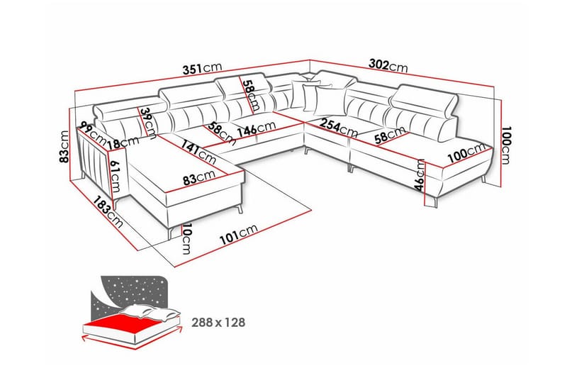 Galbally 5-sits Hörnbäddsoffa Dark brown - Møbler - Sofaer - Sovesofaer