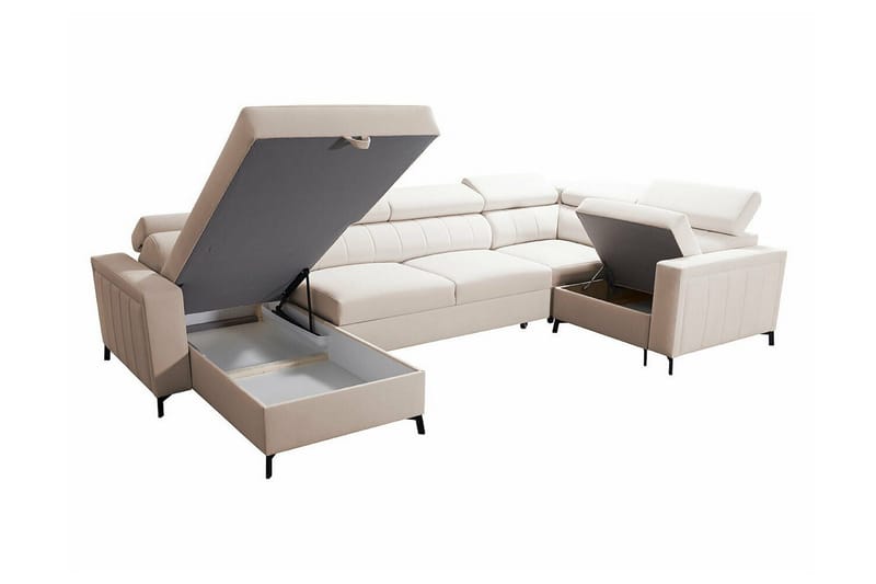 Galbally 5-sits Hörnbäddsoffa Light pink - Møbler - Sofaer - Sovesofaer